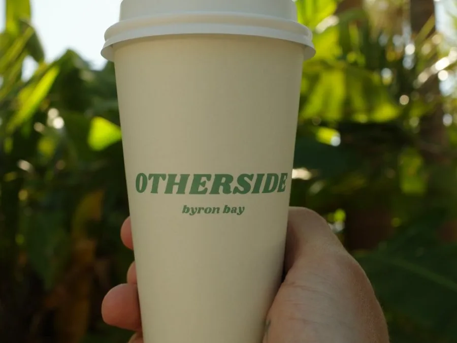Custom printed double wall coffee cup — Otherside Byron Bay