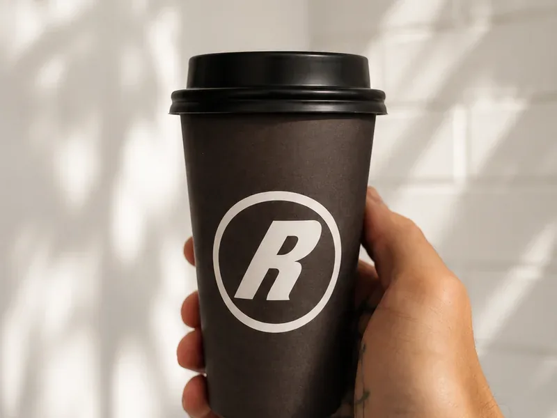 Custom printed single wall compostable coffee cup — Relaxed Espresso